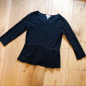 LOFT  Lace peplum 3/4 sleeve